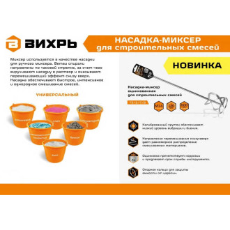 Оцинкованная насадка-миксер для строительных смесей Вихрь М14
