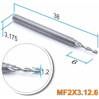 Спиральная двухзаходная фреза МНОГОФРЕЗ MF2x3.12.6