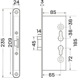 Замок врезной для технических дверей Стандарт Строитель SD 1739 7265
