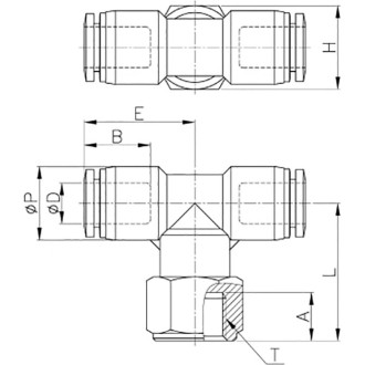 Т-образный фитинг CDC Pneumatics PTF 08G02