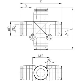 Крестообразный пластиковый фитинг CDC Pneumatics PZA 08