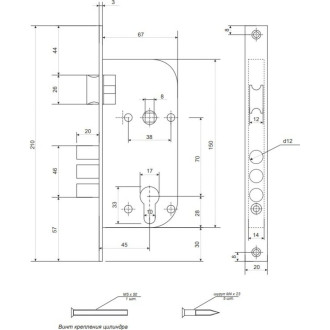 Врезной замок APECS 1527/60-NI/S