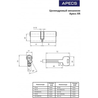 Цилиндровый механизм APECS Premier XR-80-NI