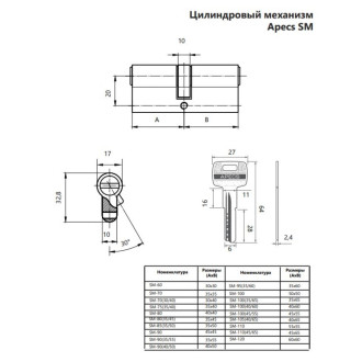 Цилиндровый механизм APECS SM-110-G