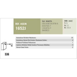 Комплект графитовых щеток Makita oem CB-318/as Asein 1652J