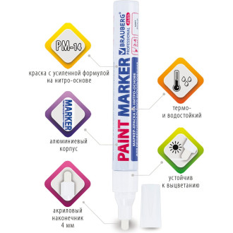 Лаковый маркер краска BRAUBERG paint marker professional plus