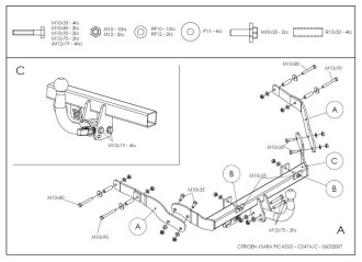 Полностью оцинкованный фаркоп для Citroen Xsara Picasso 2000-2010 тип шара A Galia C047A