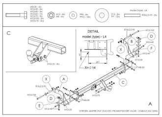 Полностью оцинкованный фаркоп для Citroen Jumper 2006-, FIAT Ducato III 2006-, Peugeot Boxer 2006- платформа тип шара A Galia C045A