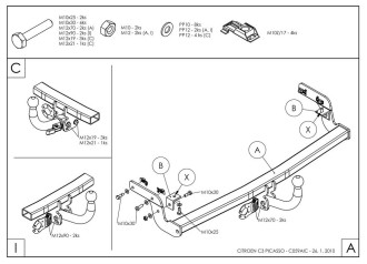 Полностью оцинкованный фаркоп для Citroen C3 Picasso 2009-2017 тип шара A Galia C059A