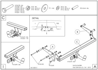 Полностью оцинкованный фаркоп для Renault Duster 2WD, 4WD 2010-2015, 2015-2021, Renault Duster 2 2021-2022, Nissan Terrano 2014-20 Galia D041A