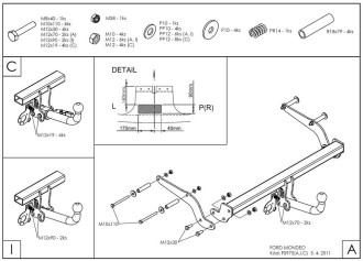 Полностью оцинкованный фаркоп для Ford Mondeo седан/хетчбек 2000-2006 тип шара A Galia F097A