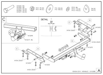 Полностью оцинкованный фаркоп для Honda CR-V 2007-2012 быстросъемный шар Galia H074C