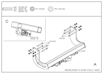 Полностью оцинкованный фаркоп для Mercedes Sprinter 2006-2019, 2019-, Volkswagen Crafter 2006-2017 для моделей любой длины, без ст Galia M118A