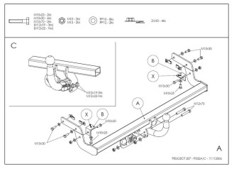 Полностью оцинкованный фаркоп для Peugeot 207 хетчбек 2006-2012 тип шара A Galia P032A