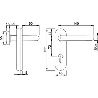 Правая нажимная ручка Doorlock DL 038KP/F/KNOB PZ72