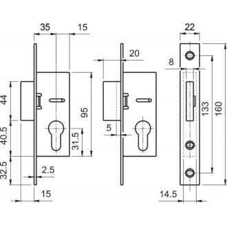 Корпус замка для профильных дверей Doorlock PL303