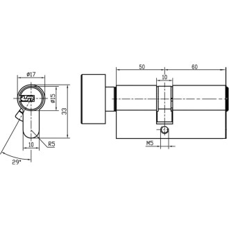 Никелированный цилиндровый механизм Doorlock V K2300AB N Variant