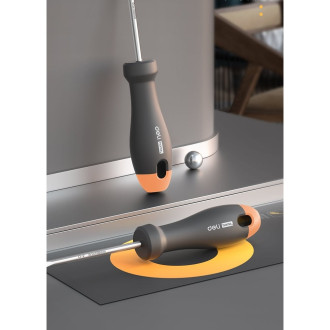 Шлицевая отвертка DELI HOME SERIES GRAY HT1105C 5x100мм эксклюзивный дизайн, софттач пластик