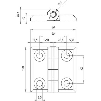 Универсальная накладная шарнирная петля EMES PM100X80