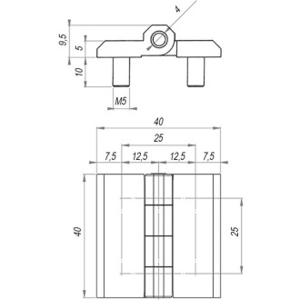 Накладная шарнирная петля EMES PMC40X40