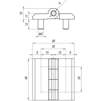 Накладная шарнирная петля EMES PMC48X48