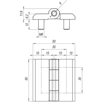 Накладная шарнирная петля EMES PMC50X50