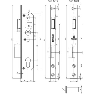 Корпус узкопрофильного замка Fuaro PROF4916-25/92 CP