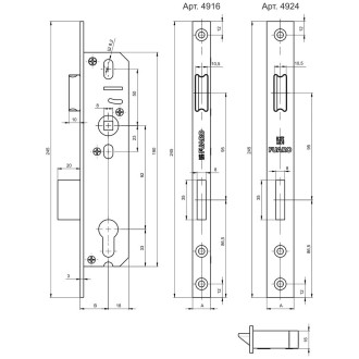 Корпус узкопрофильного замка Fuaro PROF4916-35/92 CP