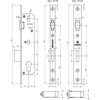 Корпус узкопрофильного замка Fuaro PROF5116-35 CP
