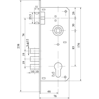 Цилиндровый врезной замок Fuaro SET F9011 CP
