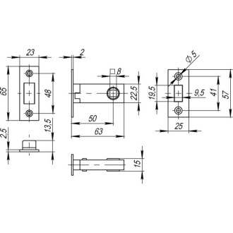 Врезная защелка Fuaro MAGNET M12-50-25 CP