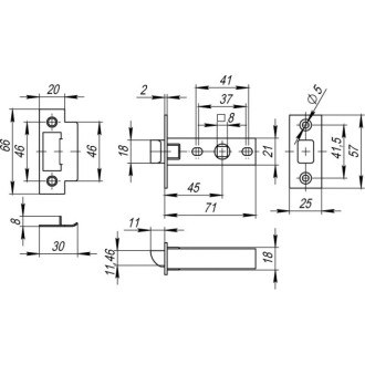 Врезная защелка Fuaro PLASTIC P12-45-25 WH