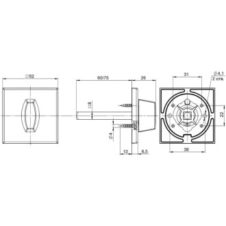 Ручка поворотная Fuaro BKW8x75.K.RL52 (BKW8x75 RL) BL-24
