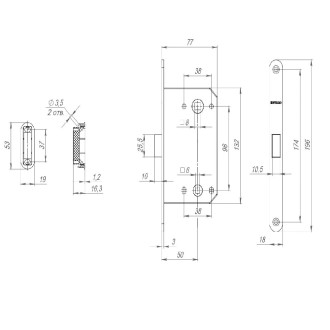 Врезная защелка Fuaro MAGNET M96WC-50 WH-19