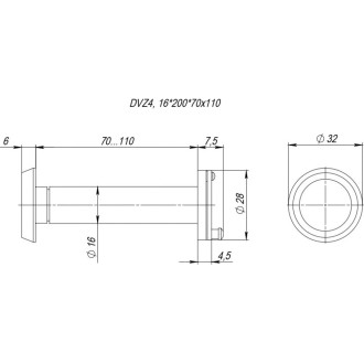 Дверной глазок Fuaro 4 DVZ_LUX, 16/200/70x110 CP