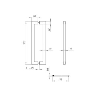 Ручка-скоба Fuaro PULL.PH38/1500.26 INOX 304 (PH-26-38/1500-INOX) BLACK