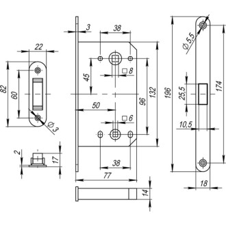 Корпус врезного замка Fuaro MAGNM85C-50 (M85C-50) SSG