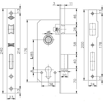 Ответная планка к замкам 152 R NI, 152 R 3T NI KALE KILIT LCP N 152 R