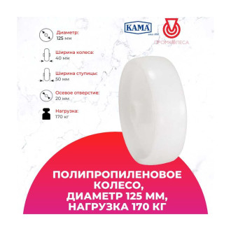 Полипропиленовое колесо KAMA 125х40x12-ММВ