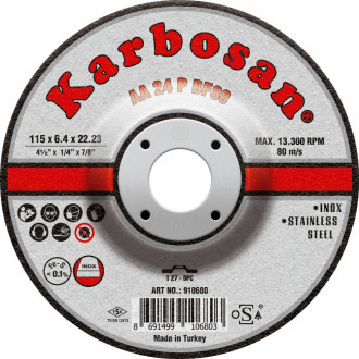 Диск шлифовальный по нержавеющей стали Karbosan INOX