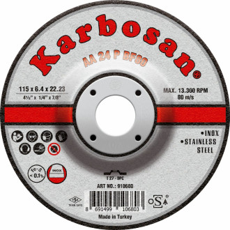 Диск шлифовальный по нержавеющей стали Karbosan INOX