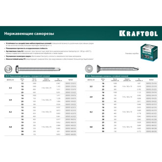 Нержавеющие саморезы KRAFTOOL DS-P 19x3.5 мм, 800 шт