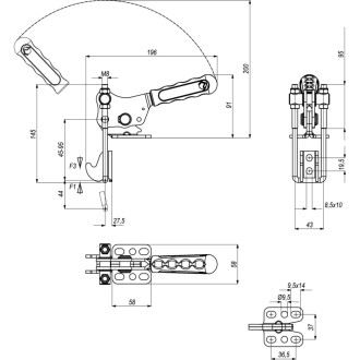 Натяжная регулируемая вертикальная защелка KUKAMET S351-4