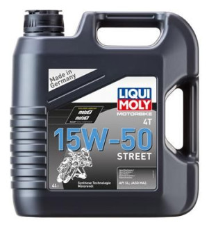 Синтетическое моторное масло 4T для четырехтактных мотоциклов LIQUI MOLY Motorbike 4T Street 15W-50 SL;MA-2