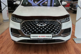 Дефлектор капота Chery Tiggo 8 Pro, 2021-, темный Sim NLD.SCRTIG8P2112