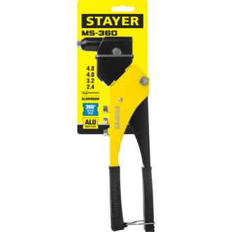 Поворотный заклепочник для заклёпок из алюминия d=2,4-4,8 мм STAYER MaxFix 