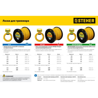 Леска для триммера STEHER 75020-1.6