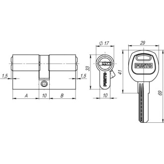 Цилиндровый механизм Punto A200/80 mm 30+10+40 SN