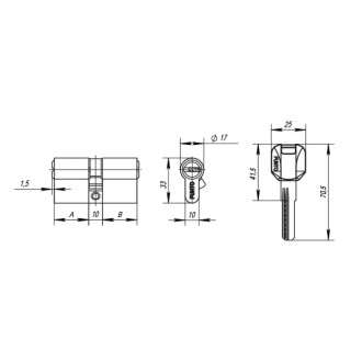 Цилиндровый механизм Punto Z400/60 mm 25+10+25 CP