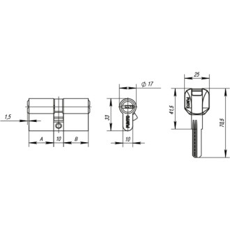 Цилиндровый механизм Punto Z400/80 mm 30+10+40 CP
